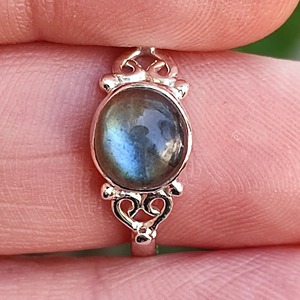 <b>Labradorite</b> <b>Ring</b> 925 Sterling Silver Handmade Boho Statement Promise Jewelry for Women Natural Round Shape Gemstone Jewelry - Product Image 5