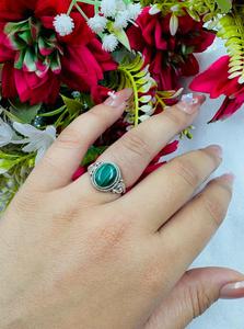 Natural Malachite Oval 925 Silver Plated Handmade Green Gemstone Trendy Daily Wear Vintage <b>Statement</b> <b>Ring</b> Unisex - Product Image 4