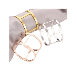 Geometric Metal Napkin Rings Hollow Design Modern <b>Table</b> Decoration Wedding Accessory Durable Finish 4.5cm Width Napkin Ring - Product Image 1