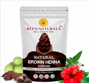 Henné brun en poudre REENNATURALS pour la coloration des cheveux |   Henné Herbal |   Couleur naturelle foncée intense pour cheveux 100g - Product Image 1