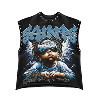 T-shirt Col Rond Imprimé Animal Personnalisé Effet Délavé Manches Courtes Coupe Oversize Doux 100% Coton Tricoté Écologique Respirant Style Vintage