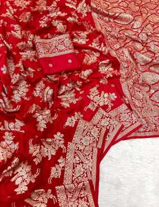 Sari de Boda Tradicional RN de Seda Khadi, Tejido Suave Puro, Blusa Completa con Código de Barras, para Fiesta - Product Image 4