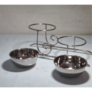 Modern 2 Tier Stainless Steel Snack Bowl Rack Metal <b>Dip</b> Serving Dish Tray Holder Stand For Party Home Table Decoration Bowls - Product Image 1