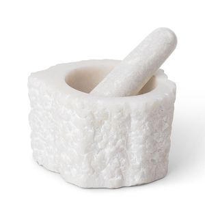 Mortier et pilon en marbre haut de gamme pour broyer les épices, les herbes, l'ail et préparer des recettes traditionnelles fraîches. - Product Image 5
