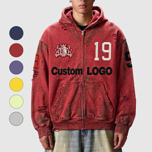 Sudadera con capucha personalizada para hombre, al por mayor, de algodón 100% de alto gramaje, estilo oversize, vintage, desgastada, lisa, de forro polar - Product Image 3