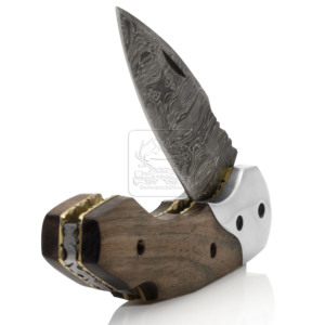 Wholesale Damascus <b>Deal</b> Handmade Damascus Steel Folding Pocket Knife DD-FK-891 Exotic Walnut Wood Handle Bushcraft EDC Camping - Product Image 6