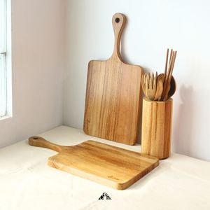 Planche à découper en bois d'acacia SHOWBOX, grande planche de charcuterie rectangulaire avec poignée, livraison gratuite, durable et écologique - Product Image 3