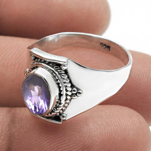 Bezel Setting Oval Cut Natural Amethyst Gemstone <b>Ring</b> <b>Crafted</b> From 925 Silver Vintage Design Perfect Gift For He And Her - Product Image 4