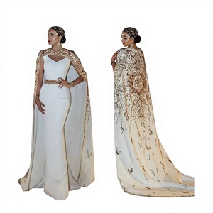 Vestido de Noche de Lujo Estilo Sirena para Novia, Largo hasta el Suelo, Transpirable, de Malla, con Encaje de Cristal, Hecho a Mano, Tallas Grandes, Blanco, Sin Tirantes, con Sujetador Incorporado - Product Image 1