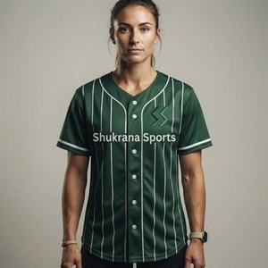 Camiseta de Béisbol Personalizada con Botones y Rayas, Uniforme de Béisbol Unisex de Manga Corta al por Mayor, Camisa Deportiva - Product Image 1