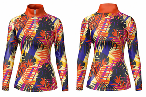 Custom Design Women's Digital Print Quarter-Zip Ski/Snow Base Layer Shirts-Skinny Fit Four-Way Stretch Quick Dry Lightweight - Product Image 2