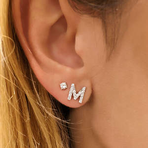 14k Solid Gold Initial Diamond <b>Stud</b> <b>Earring</b> Factory Direct Personalized Alphabet A-Z Letter Jewelry Custom Name <b>Stud</b> Wholesale - Product Image 3