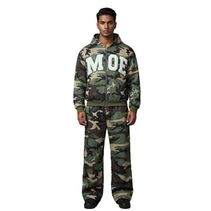 Ensembles de sweats à capuche et pantalons de survêtement à jambe droite pour hommes, personnalisables, imprimés camouflage Real Tree, en coton épais, avec fermeture éclair, OEM - Product Image 1