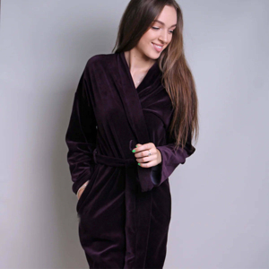 Peignoir thermique en fibre de bambou pour femme, longueur genou, avec logo et marque personnalisés, doux et respirant - Product Image 5