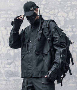Men's Tactical <b>Techwear</b> <b>Jacket</b> Waterproof Windproof Cyberpunk Streetwear Cargo Multi-pocket Functional Hooded Windbreaker Coat - Product Image 1