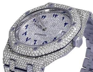 Montre-bracelet de luxe automatique mécanique pour homme, style célèbre, avec cadran arabe, en acier inoxydable, sertie de diamants Moissanite VVS, style Hip Hop - Product Image 3