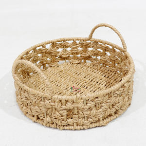 Plateau rond en fil de papier Artex Dong Thap avec deux poignées, panier décoratif - Product Image 1