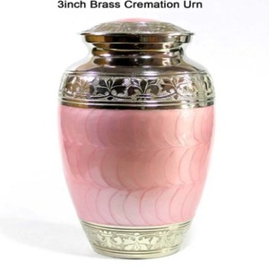Urna Conmemorativa de Latón Rosa con Acabado Esmaltado, Ecológica, para Cenizas de Mascotas y Humanos, Artesanía India - Product Image 5