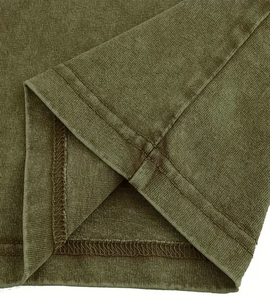 Custom Printed Chest Logo Personalized Front Silk Screen Printed Formal Short Sleeve Turtleneck Men's Washed Aged 100% T-Shirt - Product Image 6