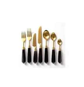 Stainless Steel & Resin <b>Silver</b> Plated Mirror Polish Eco-Friendly Long Handle Wedding Cutlery <b>Set</b> - Product Image 5