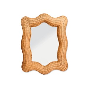 Handmade Scalloped Rattan Wall <b>Mirror</b> Irregular Shape Bohemian Decorative Rattan <b>Mirror</b> Natural Finish Home Decor from Vietnam - Product Image 1