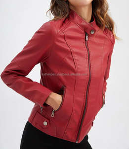 แจ็กเก็ตหนังแท้สำหรับนักขี่จักรยานผ้าใยสังเคราะห์ระบายอากาศได้ดีดีไซน์ทรงสลิมฟิตสำหรับผู้หญิงฤดูใบไม้ร่วง - Product Image 2
