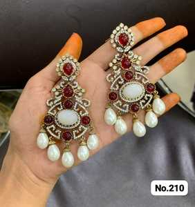 RK Art Jewelry Indian Bollywood Brass Gold Plated Chokers Necklace with Moissanite for Women's <b>Wedding</b> Party - Product Image 3