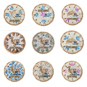 Nuevo diseño de posavasos de ratán natural con detalle de posavasos de nácar-Precio al por mayor Envío rápido de alta calidad - Product Image 2