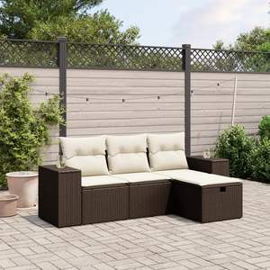 Conjunto de Sofás Modulares Grandes para Jardín, en Poliratán Marrón y Acero, Muebles Modernos para Exteriores - Product Image 1