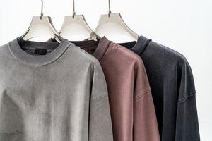 เสื้อยืดแขนยาวทรงวินเทจสำหรับผู้ชาย ผ้าฝ้าย ซักแบบแอซิดวอช คอกลม แห้งเร็ว ระบายอากาศได้ดี ปรับแต่งได้ - Product Image 2