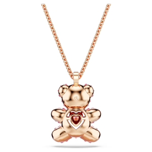 Rose Gold Plated Teddy Bear Pendant Necklace With Red <b>Crystal</b> Heart Box Chain Cute <b>Animal</b> Design Unisex Gift - Product Image 3