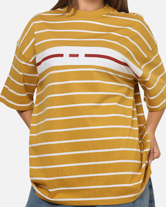 T-shirt ample rayé moutarde pour femme – Qualité supérieure, coupe décontractée – T-shirts pour femme durables, très demandés - Product Image 5