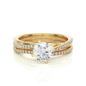 Anillo de Oro Amarillo de 18K con Diamantes, Corte Brillante Redondo, Anillo de Compromiso y Boda, 1.00 Ct, Cuatro Puntas, Joyería Nupcial - Product Image 2