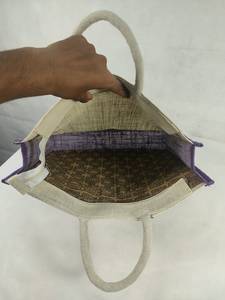 Jute Shopping <b>Tote</b> <b>Bag</b> <b>with</b> Front Zipper Pocket and Cartoon Print Reusable Eco-Friendly Wedding Gift <b>Bag</b> - Product Image 4