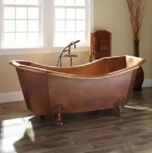 70-Inch Modern Design Eight-Sided Hammered Copper Clawfoot Tub Free Standing with Double Single Slipper Antique Copper Finish - Product Image 3