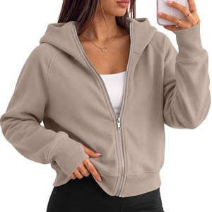 Wholesale Mens Womens Hooded Zipper <b>Jackets</b> Premium Fleece Full Zip Sweatshirts Custom Printing Embroidery Manufacturer Womens - Product Image 1