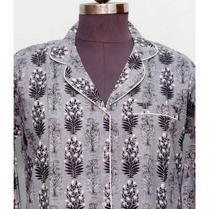 Indian Handmade Thermal Lightweight Winter Bathrobe Boho Floral Cotton Kimono with Bird Print Woven Fabric long shirt with <b>belt</b> - Product Image 3