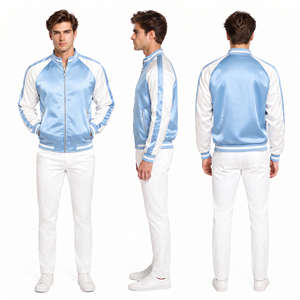Blouson Bomber en Satin de Soie pour Homme – Fermeture Éclair Décontractée, Respirant, Doux, Idéal Automne, Col Montant - Product Image 5