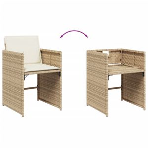 Set da pranzo in Poly Rattan Beige da 11 pezzi con cuscini Set da giardino - Product Image 6