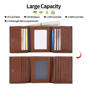 Genuine Leather Mens Wallet with Zipper & Coin Pocket | Luxury <b>Bifold</b> Slim Card Holder | Handmade Brown Cowhide <b>Purse</b> - Product Image 3
