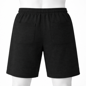 Pantalones cortos deportivos de algodón para hombre, transpirables, holgados, con cordón, cintura elástica, pantalones cortos para correr y hacer ejercicio en el gimnasio con bolsillos - Product Image 1