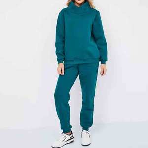 Vêtements de sport décontractés européens et américains pour femmes, automne-hiver, pantalon de jogging à manches longues à capuche uni, style streetwear tendance - Product Image 1