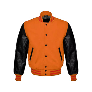 Wholesale High-Quality Men's Varsity <b>Jacket</b> with Sheep Fur Knitted Sleeve Buttons - Product Image 5