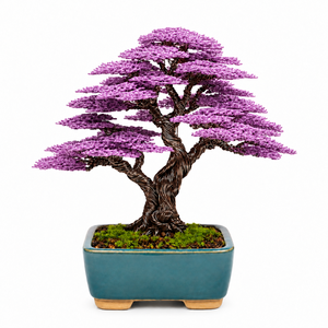 Bonsaï artificiel fait main avec feuilles en métal et tronc en fil de cuivre dans un pot en porcelaine, taille 22/20/15cm, en provenance du Vietnam - Product Image 5