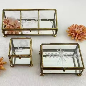 Sleek Metal & Glass Jewelry <b>Box</b> Contemporary <b>Trinket</b> Storage Case for Rings Earrings Necklace Bracelet Dresser Decor - Product Image 5