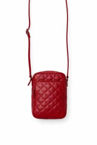 Red Quilted Genuine Leather Crossbody Bag with Zip Closure and <b>Adjustable</b> <b>Strap</b> for Women - Product Image 2