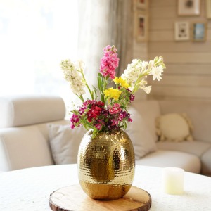 Sleek Metal Flower <b>Vase</b> Modern Narrow Neck <b>Decorative</b> <b>Vase</b> for Living Room Dining Table Home Decor and Gifting Use - Product Image 5