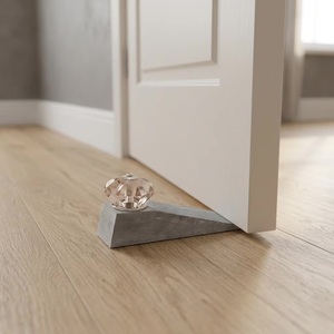 Industrial Wood Door Stopper <b>Crystal</b> Flower <b>Knob</b> Traditional Design Self-adhesive Adjustable Easy Installation Bedroom Kitchen - Product Image 2