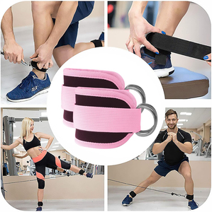 Correas de Tobillo Ajustables para Máquinas de Cable, Color Negro y Rosa, Correa de Tobillo Acolchada de Neopreno para Gimnasio - Product Image 6