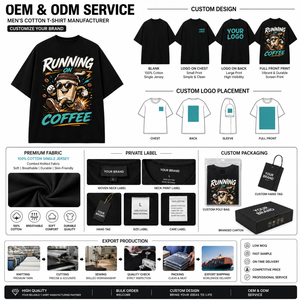 Camiseta Negra de Manga Larga para Hombre con Estampado de Dibujos Animados de Café y Ritmo al Correr, Cuello Redondo, Ajuste Holgado Casual, 100% Algodón - Product Image 6